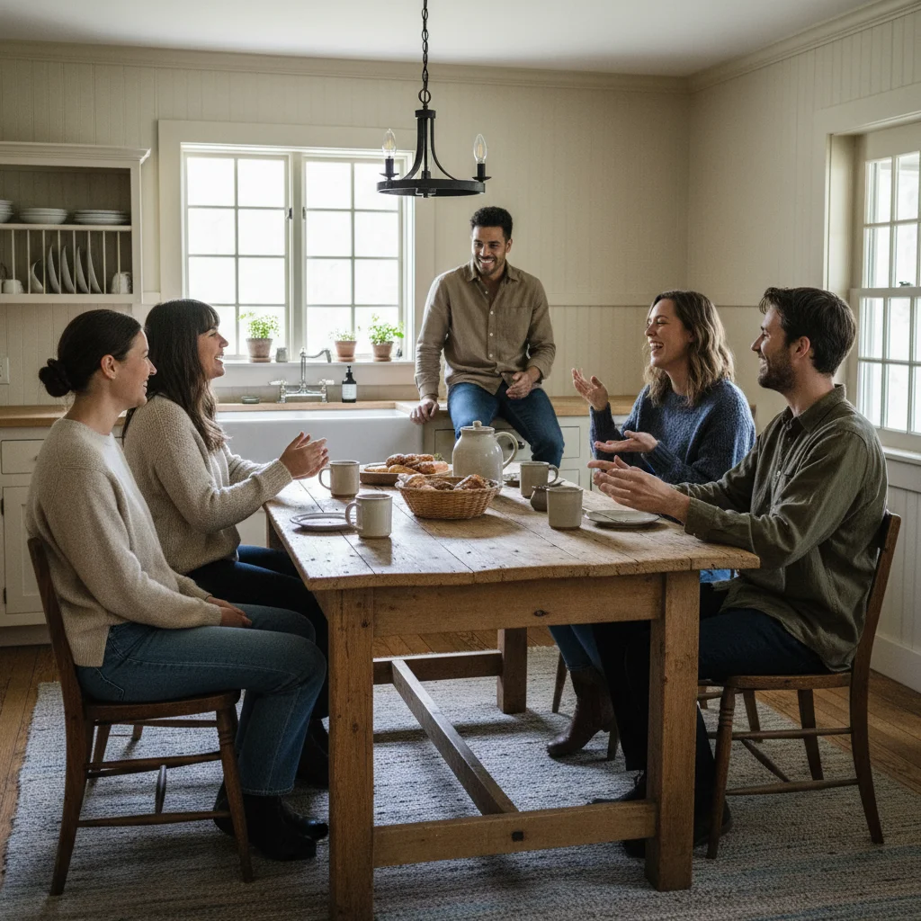 Friends enjoying coffee and conversation