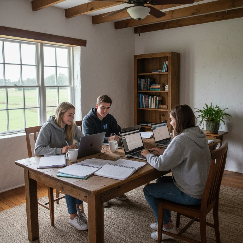 Students studying together