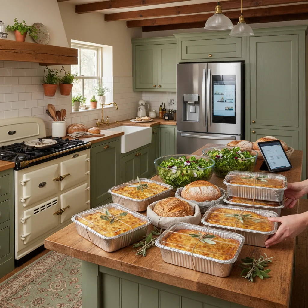 Beautifully packaged prepared meals ready for pickup from a SILK Home kitchen