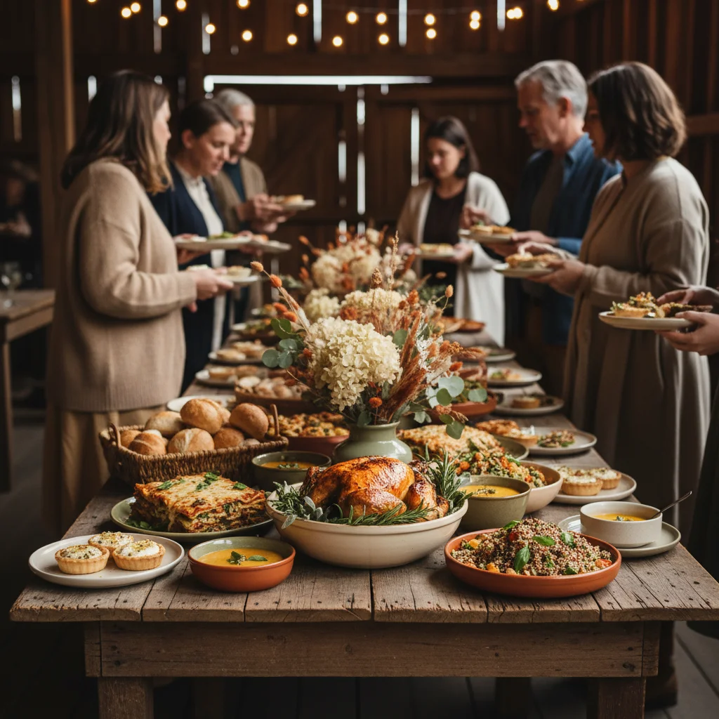 Elegant catering spread at community gathering event
