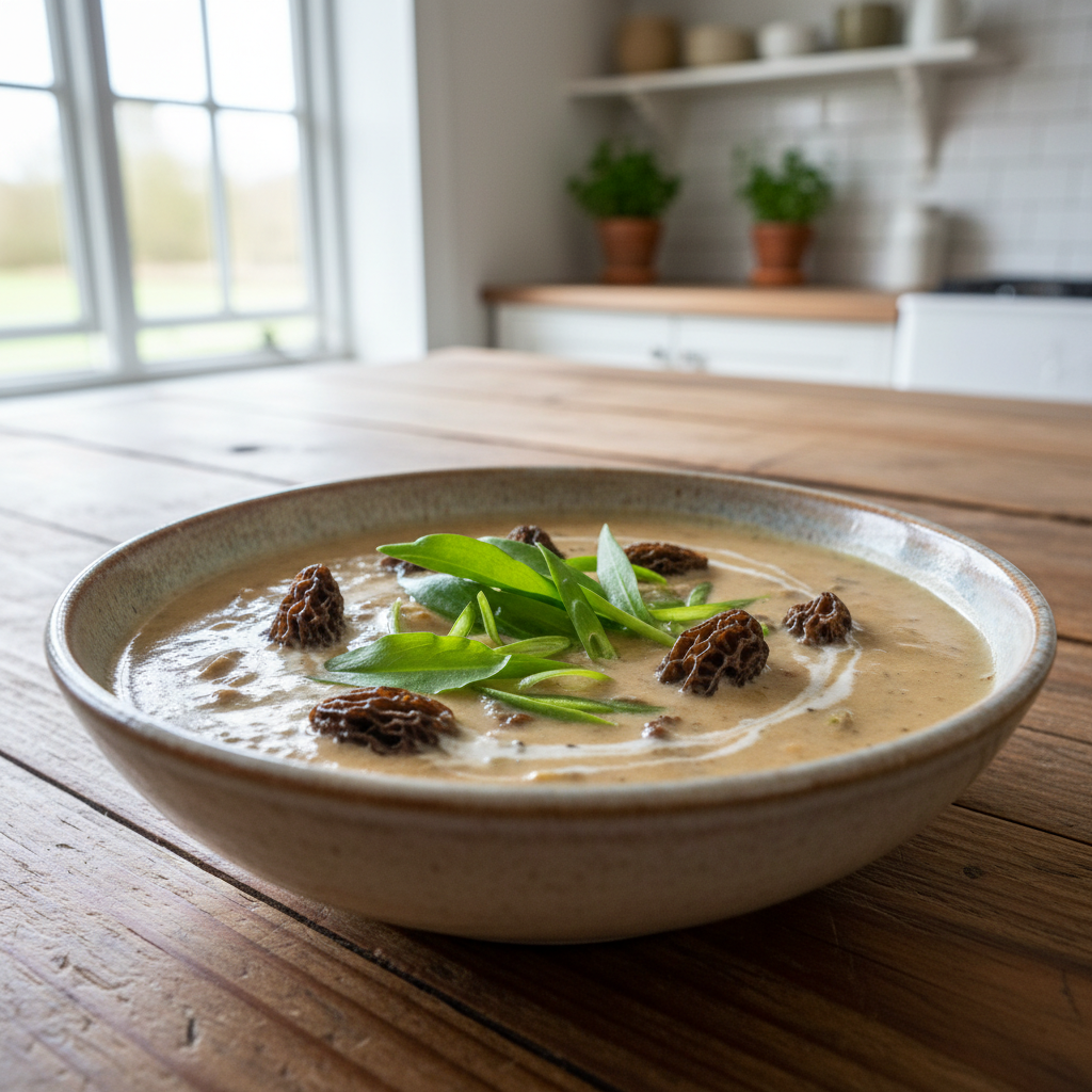 Morel Mushroom and Ramp Soup